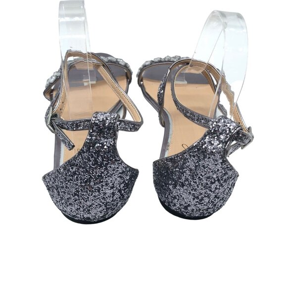 Badgley Mischka Jewel Osome Purple Silver Rhinestone Open-Toe Strappy Sandals 9 - Picture 4 of 7